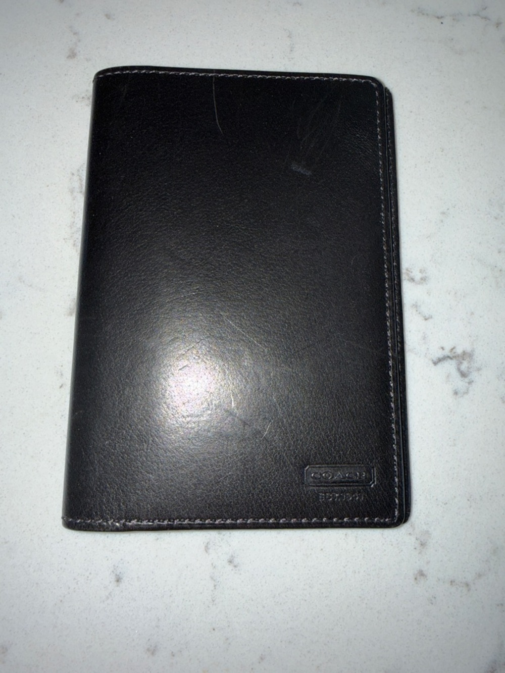 Coach Black Leather Travel Wallet Passport Cover
